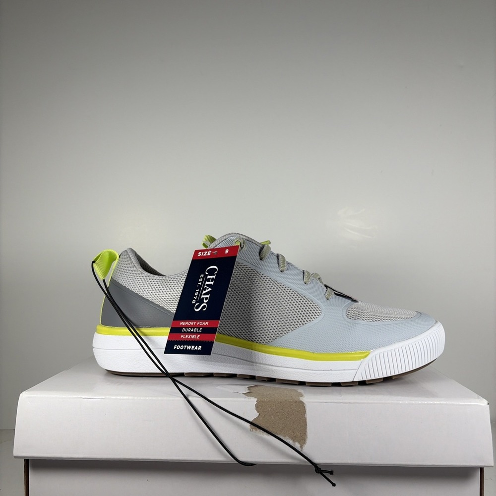 Size‎ 9 Chaps Kent Lace Gray & Neon Memory Foam Sneakers